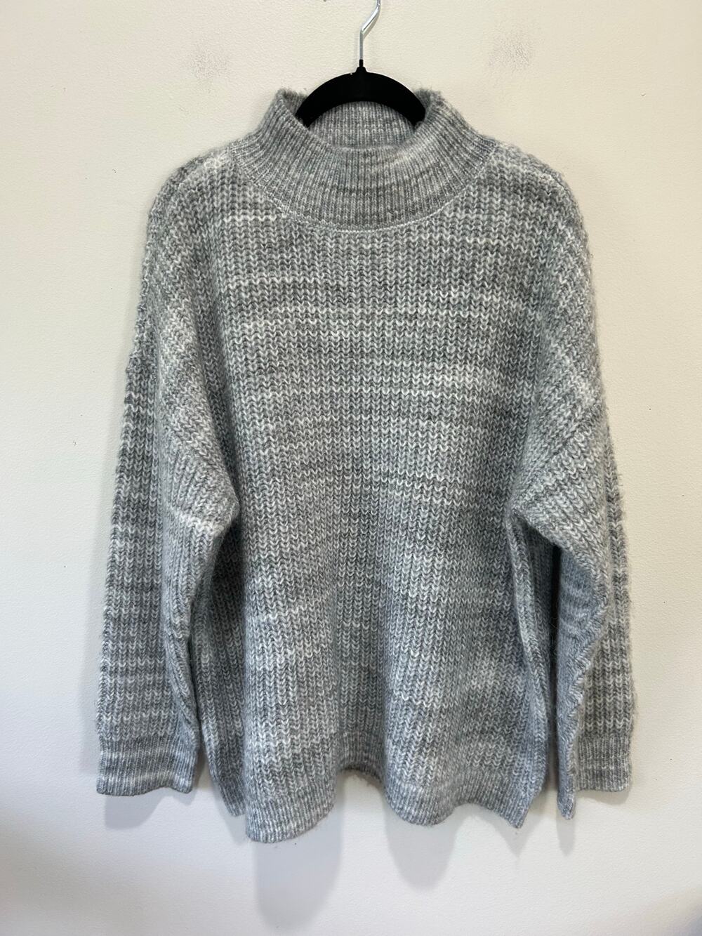 Calvin Klein grey knit sweater womens L mock neck classic neutral